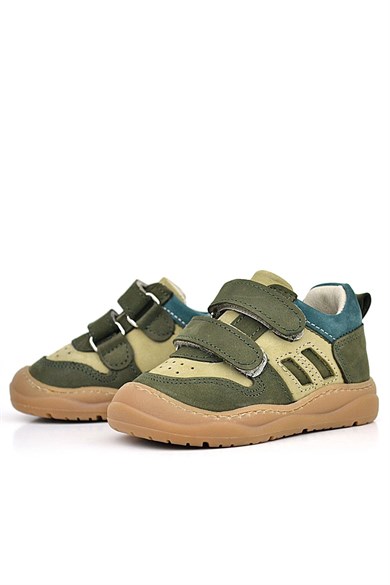 Rakerplus Schaggy Hakiki Deri Koyu Yeşil Bebek Spor Ayakkabı