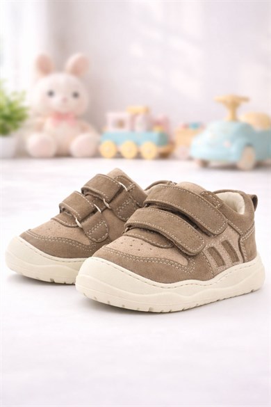 Rakerplus Schaggy Hakiki Deri Kum Krem Bebek Spor Ayakkabı