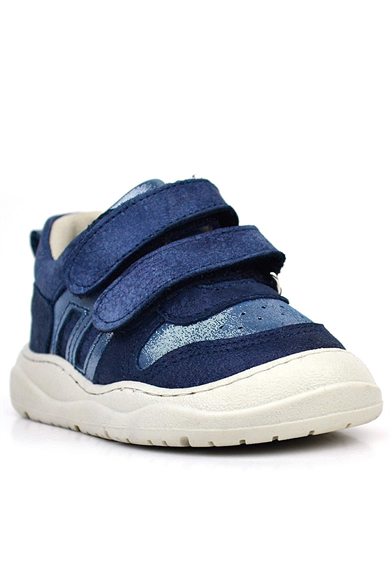 Rakerplus Schaggy Hakiki Deri Lacivert Parlak Bebek Spor Ayakkabı