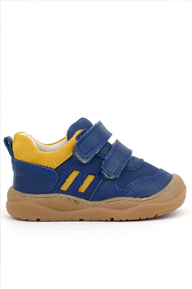 Rakerplus Schaggy Hakiki Deri Lacivert Sarı Bebek Spor Ayakkabı