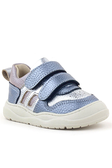Rakerplus Schaggy Hakiki Deri Metalik Mavi Gümüş Bebek Spor Ayakkabı