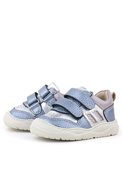 Rakerplus Schaggy Hakiki Deri Metalik Mavi Gümüş Bebek Spor Ayakkabı