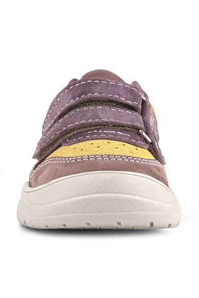 Rakerplus Schaggy Hakiki Deri Mürdüm Sarı Cırtlı Bebek Spor Ayakkabı