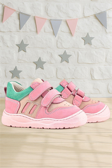 Rakerplus Schaggy Hakiki Deri Pembe Yeşil Bebek Spor Ayakkabı
