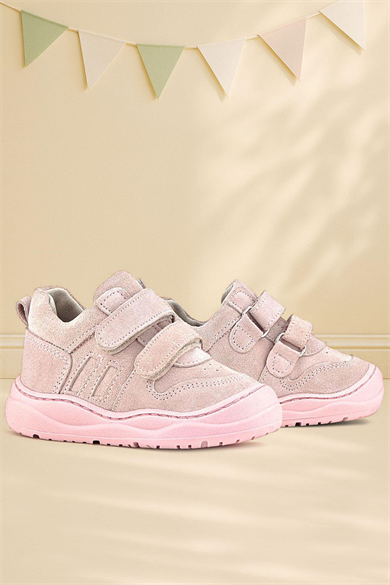 Rakerplus Schaggy Hakiki Deri Pudra Pembe Cırtlı Bebek Spor Ayakkabı