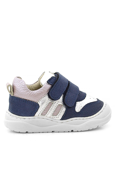 Rakerplus Schaggy Hakiki Deri Simli Lacivert Gümüş Bebek Spor Ayakkabı