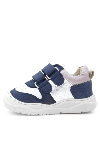 Rakerplus Schaggy Hakiki Deri Simli Lacivert Gümüş Bebek Spor Ayakkabı