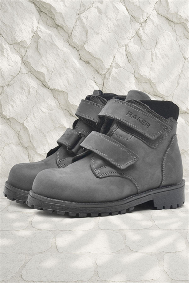 Rakerplus Sentor Hakiki Deri Gri Kürklü Cırtlı Çocuk Bot