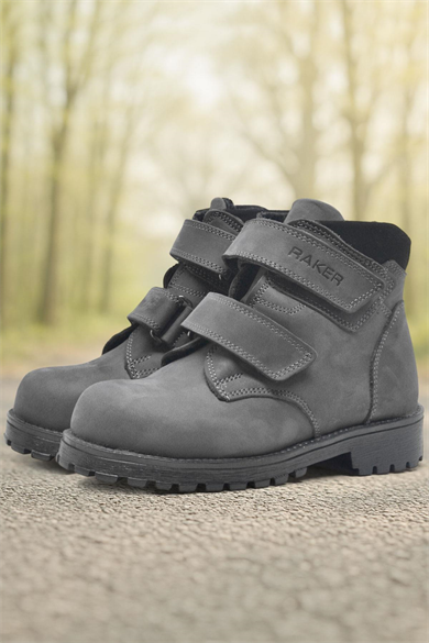 Rakerplus Sentor Hakiki Deri Gri Kürklü Cırtlı Çocuk Bot