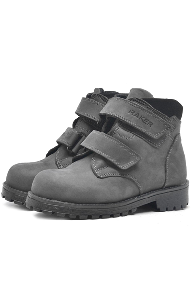 Rakerplus Sentor Hakiki Deri Gri Kürklü Cırtlı Çocuk Bot