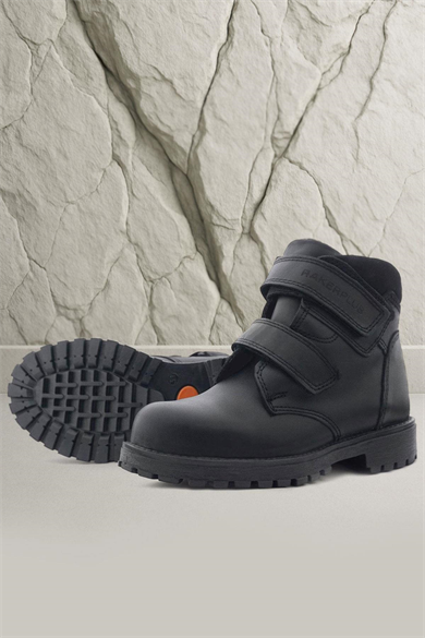 Rakerplus Sentor Hakiki Deri Yünlü Siyah Cırtlı Çocuk Bot