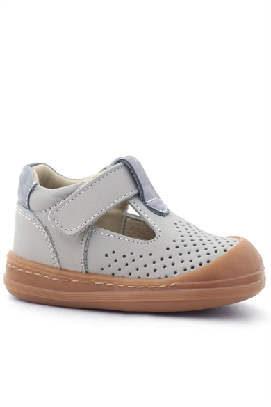 Rakerplus Shaun Hakiki Deri Açık Gri Cırtlı Anatomik Bebek Sandalet