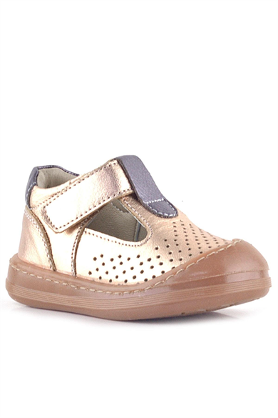 Rakerplus Shaun Hakiki Deri Bakır Cırtlı Anatomik Kız Bebek Sandalet