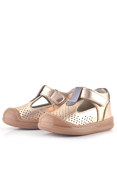 Rakerplus Shaun Hakiki Deri Bakır Cırtlı Anatomik Kız Bebek Sandalet