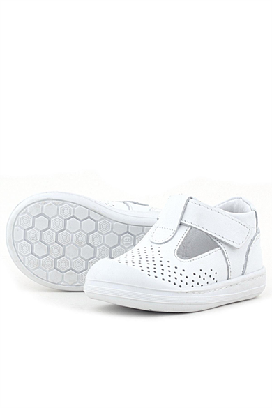 Rakerplus Shaun Hakiki Deri Beyaz Cilt Cırtlı Anatomik Bebek Sandalet