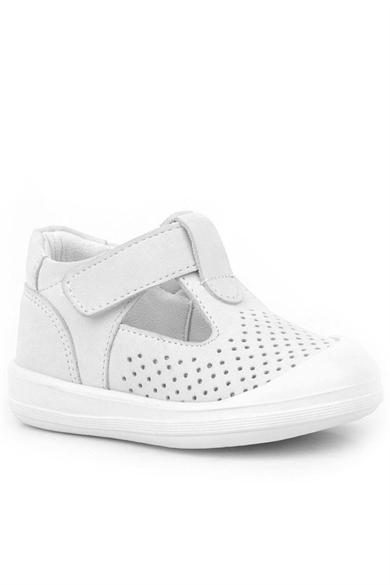 Rakerplus Shaun Hakiki Deri Beyaz Cırtlı Anatomik Bebek Sandalet