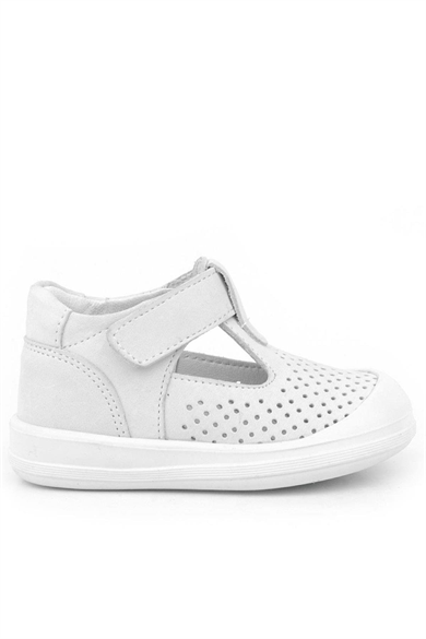 Rakerplus Shaun Hakiki Deri Beyaz Cırtlı Anatomik Bebek Sandalet