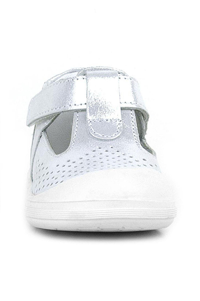 Rakerplus Shaun Hakiki Deri Beyaz Simli Cırtlı Anatomik Bebek Sandalet Ayakkabı