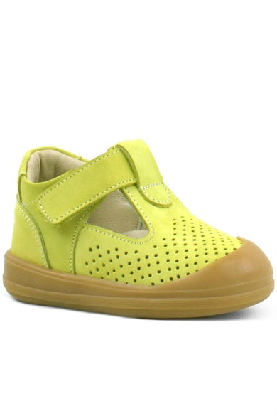 Rakerplus Shaun Hakiki Deri Fıstık Yeşili Cırtlı Anatomik Bebek Sandalet