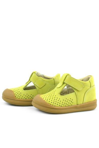 Rakerplus Shaun Hakiki Deri Fıstık Yeşili Cırtlı Anatomik Bebek Sandalet