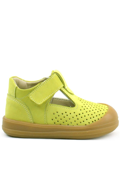 Rakerplus Shaun Hakiki Deri Fıstık Yeşili Cırtlı Anatomik Bebek Sandalet