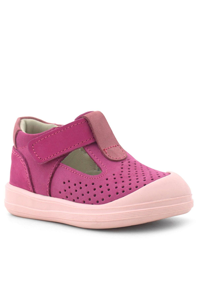 Rakerplus Shaun Hakiki Deri Fuşya Pembe Cırtlı Anatomik Bebek Sandalet