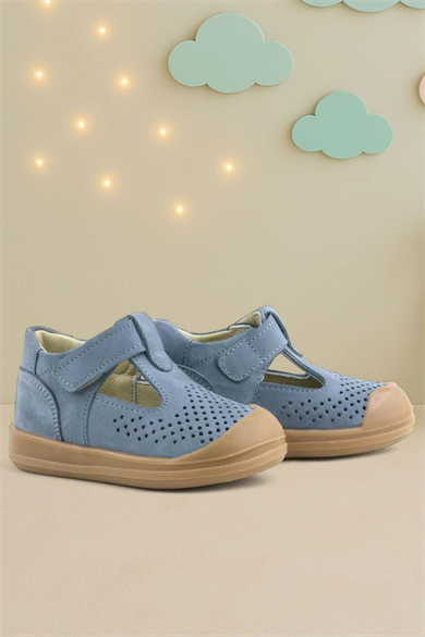 Rakerplus Shaun Hakiki Deri Gri Cırtlı Anatomik Bebek Sandalet