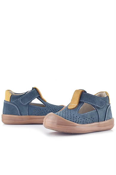 Rakerplus Shaun Hakiki Deri Gri Taba Cırtlı Anatomik Bebek Sandalet