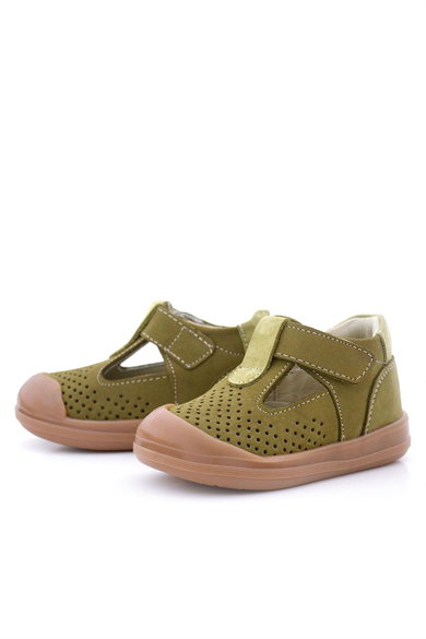 Rakerplus Shaun Hakiki Deri Haki Yeşil Cırtlı Anatomik Bebek Sandalet