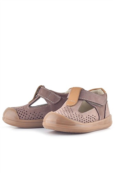 Rakerplus Shaun Hakiki Deri Kum Taba Cırtlı Anatomik Bebek Sandalet