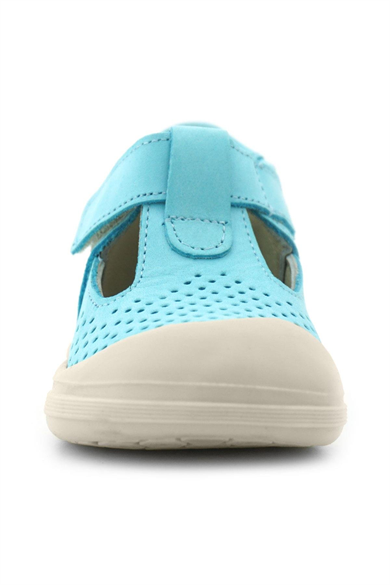 Rakerplus Shaun Hakiki Deri Mavi Beyaz Cırtlı Anatomik Bebek Sandalet