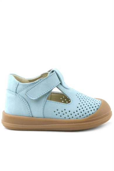 Rakerplus Shaun Hakiki Deri Mavi Cırtlı Anatomik Bebek Sandalet