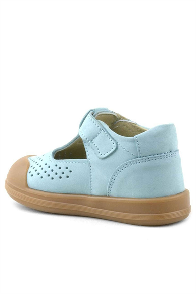 Rakerplus Shaun Hakiki Deri Mavi Cırtlı Anatomik Bebek Sandalet