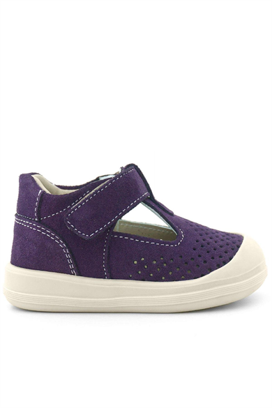 Rakerplus Shaun Hakiki Deri Mor Beyaz Cırtlı Anatomik Bebek Sandalet