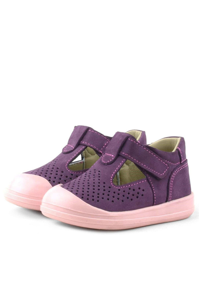 Rakerplus Shaun Hakiki Deri Mor Cırtlı Anatomik Bebek Sandalet