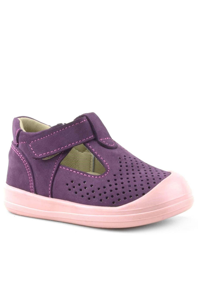 Rakerplus Shaun Hakiki Deri Mor Cırtlı Anatomik Bebek Sandalet