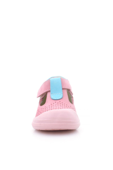 Rakerplus Shaun Hakiki Deri Pembe Mavi Cırtlı Anatomik Bebek Sandalet