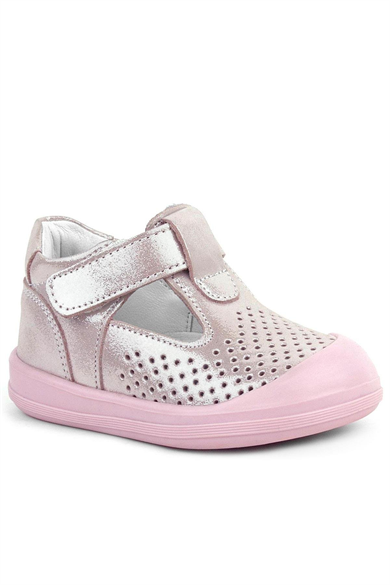 Rakerplus Shaun Hakiki Deri Pembe Simli Cırtlı Anatomik Bebek Sandalet Ayakkabı