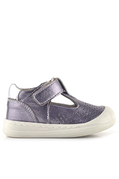 Rakerplus Shaun Hakiki Deri Platin Cırtlı Anatomik Kız Bebek Sandalet