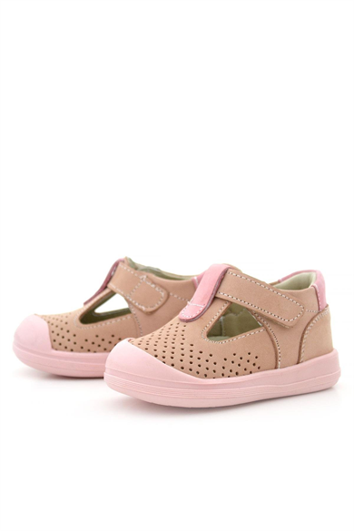 Rakerplus Shaun Hakiki Deri Pudra Pembe Cırtlı Anatomik Bebek Sandalet