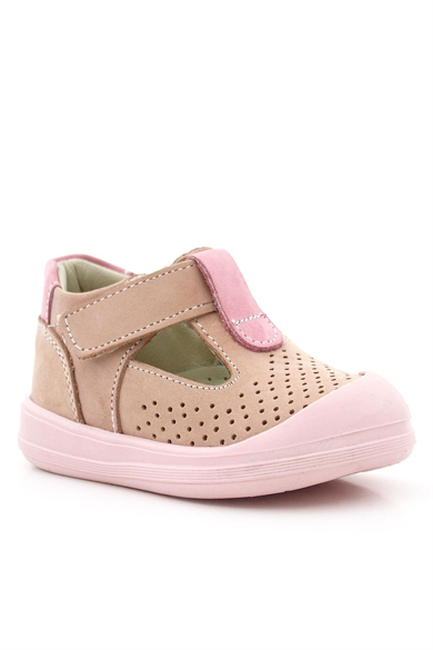 Rakerplus Shaun Hakiki Deri Pudra Pembe Cırtlı Anatomik Bebek Sandalet