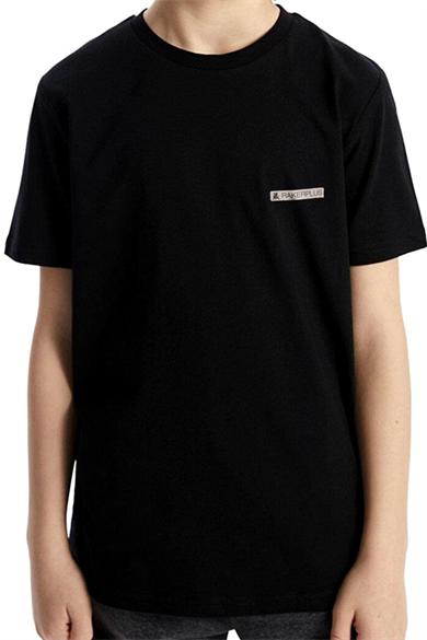 Rakerplus Siyah %100 Pamuk Unisex Kısa Kollu Çocuk Tişört