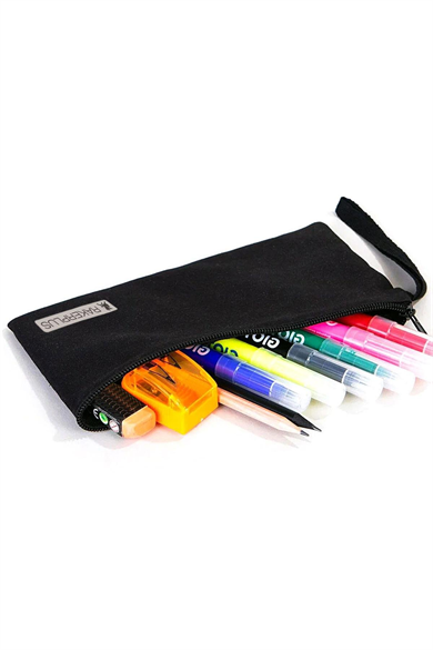 Rakerplus Siyah 21x10 cm Fermuarlı Gabardin Kumaş Kalemlik