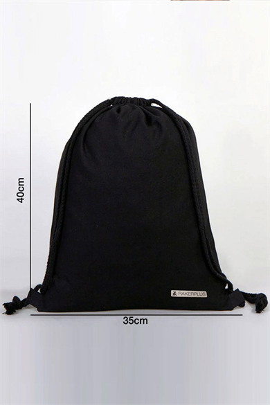 Rakerplus Siyah 35x40 cm Unisex Ham Bez Büzgülü Sırt Ayakkabı Çantası