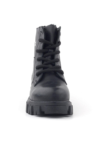 Rakerplus Siyah Bağcıklı Fermuarlı Metal Detaylı Kız Çocuk Bot