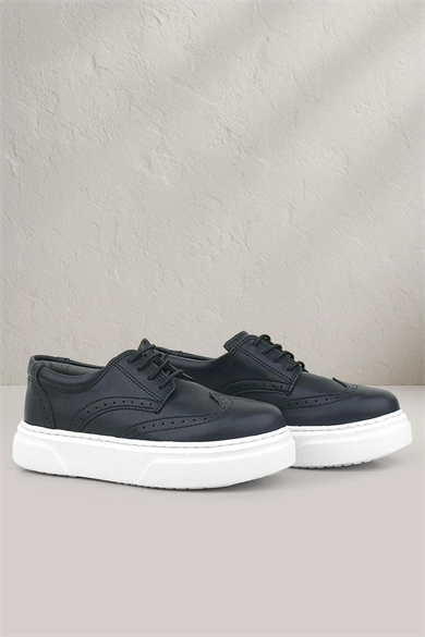 Rakerplus Siyah Beyaz Taban Oxford Çocuk Klasik Ayakkabı