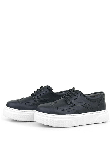 Rakerplus Siyah Beyaz Taban Oxford Çocuk Klasik Ayakkabı