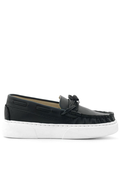 Rakerplus Siyah Cilt Ekstra Hafif Çocuk Makosen Ayakkabı