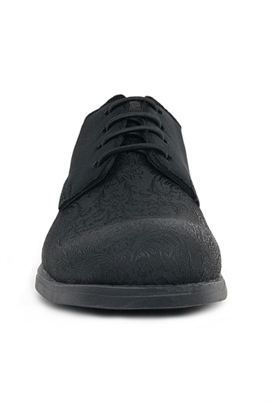 Rakerplus Siyah Desenli Bağcıklı Takım Elbise Klasik Çocuk Ayakkabı