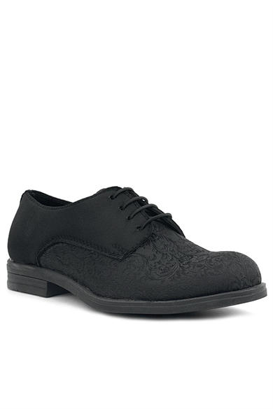 Rakerplus Siyah Desenli Bağcıklı Takım Elbise Klasik Çocuk Ayakkabı